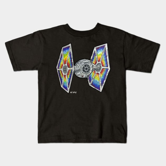 Tie Dyed Fighter Kids T-Shirt by eliwolff
